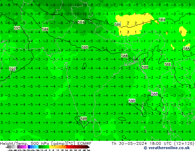 Z500/Rain (+SLP)/Z850 ECMWF czw. 30.05.2024 18 UTC