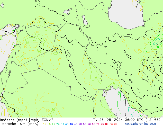 Isotachs (mph) ECMWF Tu 28.05.2024 06 UTC