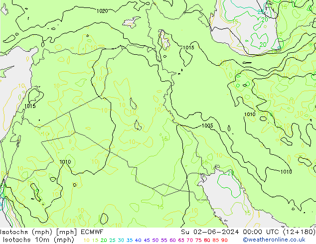 Isotachs (mph) ECMWF dom 02.06.2024 00 UTC