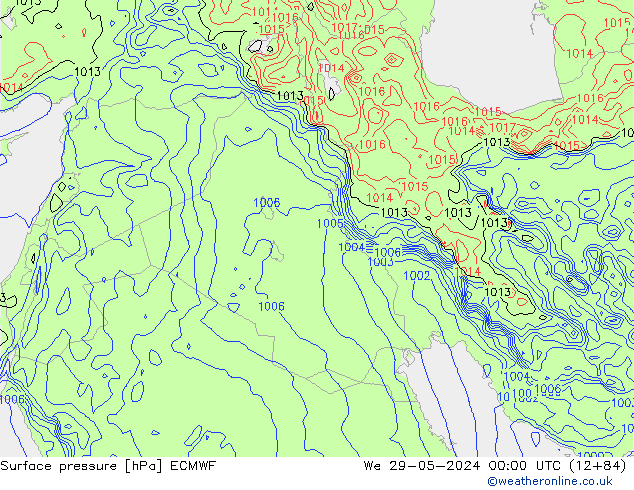 pressão do solo ECMWF Qua 29.05.2024 00 UTC