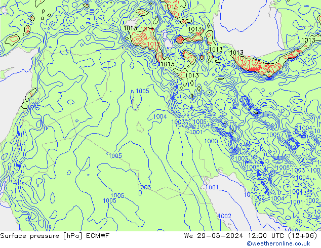 pressão do solo ECMWF Qua 29.05.2024 12 UTC