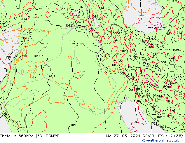 Theta-e 850hPa ECMWF Po 27.05.2024 00 UTC