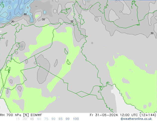 RH 700 hPa ECMWF Fr 31.05.2024 12 UTC