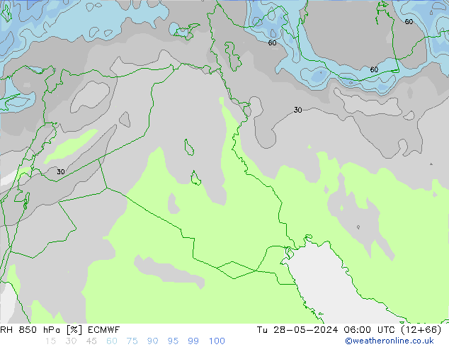 RH 850 hPa ECMWF Tu 28.05.2024 06 UTC