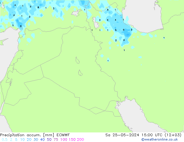 Toplam Yağış ECMWF Cts 25.05.2024 15 UTC