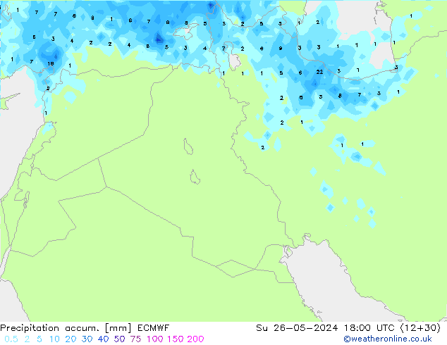 Nied. akkumuliert ECMWF So 26.05.2024 18 UTC