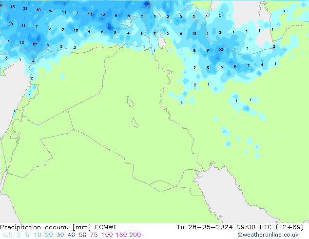 Precipitation accum. ECMWF Ter 28.05.2024 09 UTC