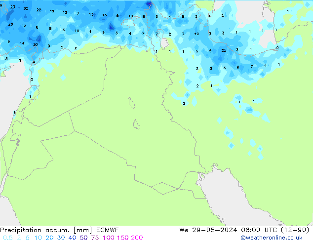 Nied. akkumuliert ECMWF Mi 29.05.2024 06 UTC