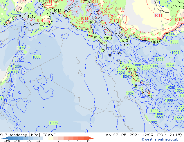 тенденция давления ECMWF пн 27.05.2024 12 UTC