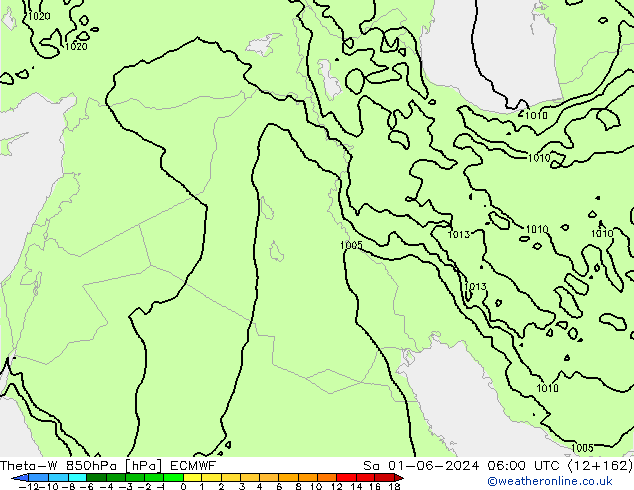 Theta-W 850hPa ECMWF za 01.06.2024 06 UTC