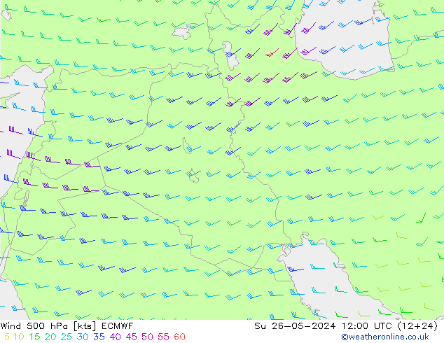 Wind 500 hPa ECMWF Su 26.05.2024 12 UTC