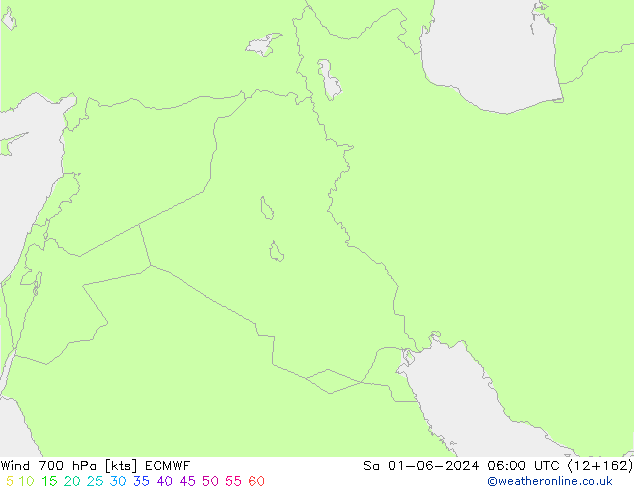 Wind 700 hPa ECMWF za 01.06.2024 06 UTC