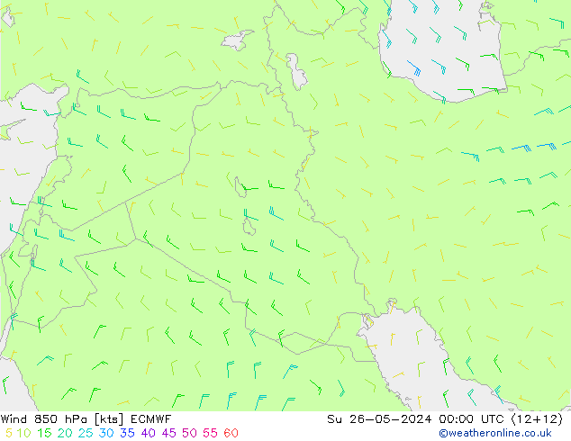 Viento 850 hPa ECMWF dom 26.05.2024 00 UTC