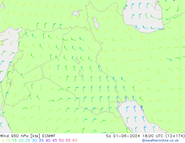 Vento 950 hPa ECMWF Sáb 01.06.2024 18 UTC