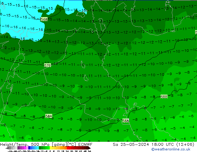 Z500/Rain (+SLP)/Z850 ECMWF сб 25.05.2024 18 UTC