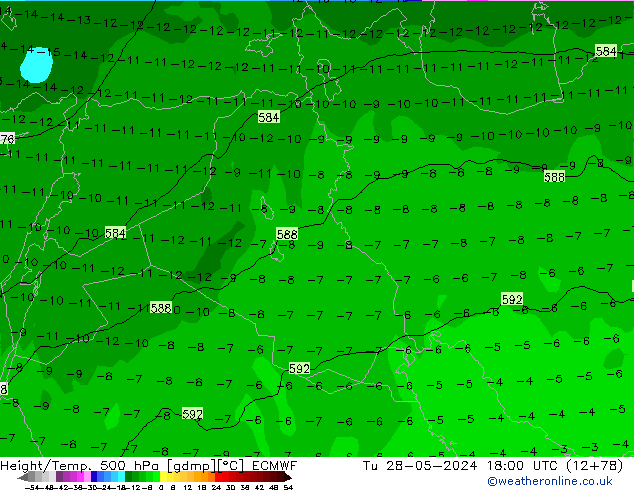 Z500/Rain (+SLP)/Z850 ECMWF mar 28.05.2024 18 UTC