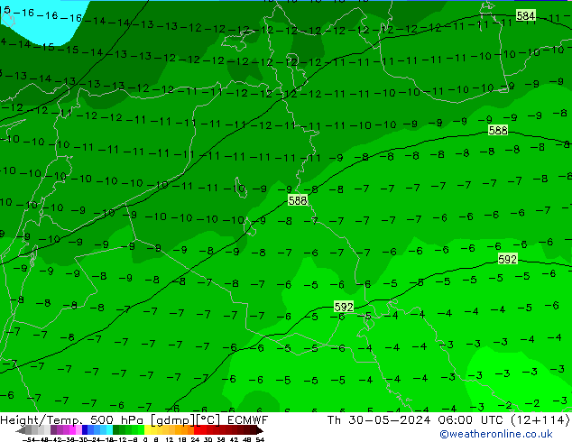 Hoogte/Temp. 500 hPa ECMWF do 30.05.2024 06 UTC