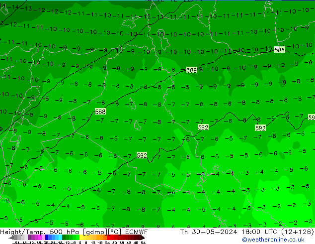 Height/Temp. 500 hPa ECMWF Th 30.05.2024 18 UTC