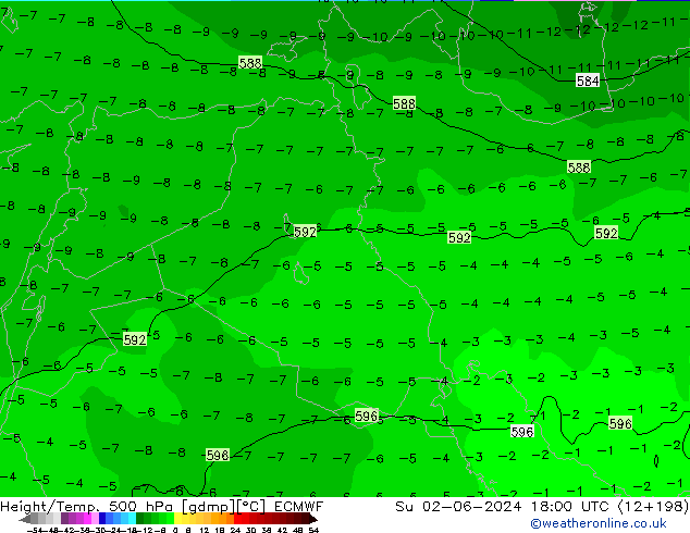 Z500/Rain (+SLP)/Z850 ECMWF Su 02.06.2024 18 UTC