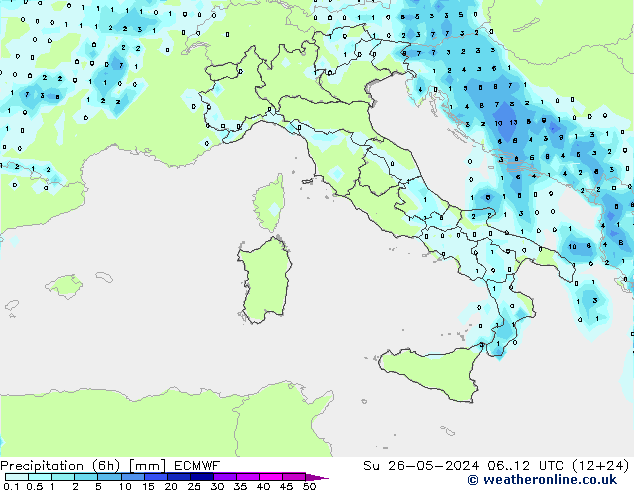 Z500/Rain (+SLP)/Z850 ECMWF dom 26.05.2024 12 UTC