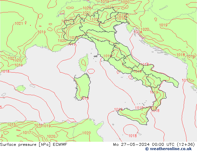 Surface pressure ECMWF Mo 27.05.2024 00 UTC