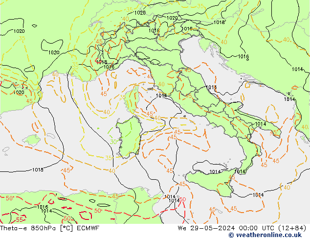 Theta-e 850гПа ECMWF ср 29.05.2024 00 UTC