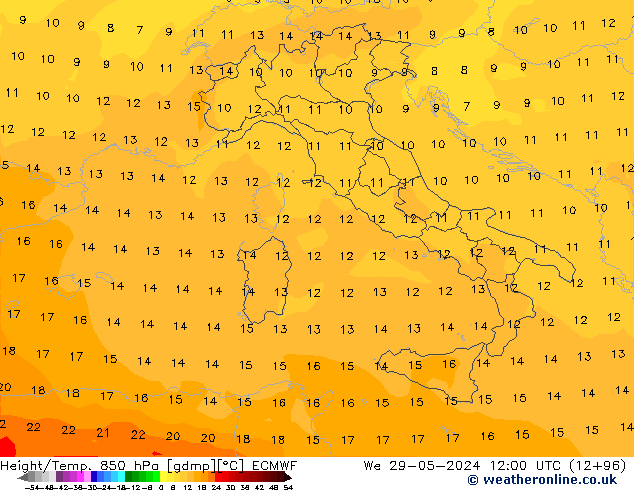 Z500/Regen(+SLP)/Z850 ECMWF wo 29.05.2024 12 UTC