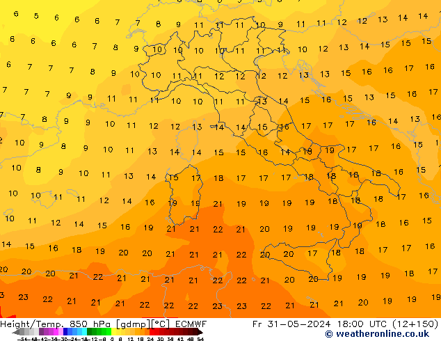 Z500/Rain (+SLP)/Z850 ECMWF Fr 31.05.2024 18 UTC