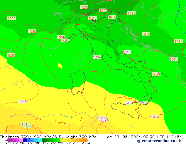 Thck 700-1000 гПа ECMWF ср 29.05.2024 00 UTC