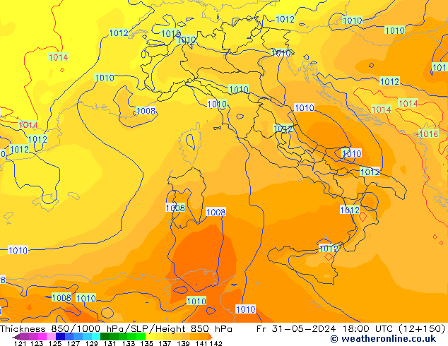 Thck 850-1000 hPa ECMWF  31.05.2024 18 UTC