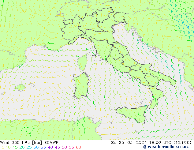 Vento 950 hPa ECMWF Sáb 25.05.2024 18 UTC