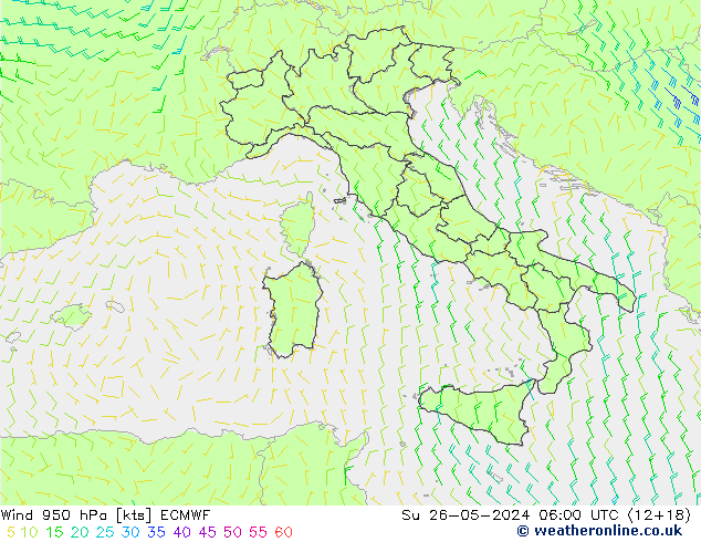 Wind 950 hPa ECMWF Su 26.05.2024 06 UTC