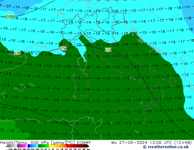 Z500/Rain (+SLP)/Z850 ECMWF ��� 27.05.2024 12 UTC