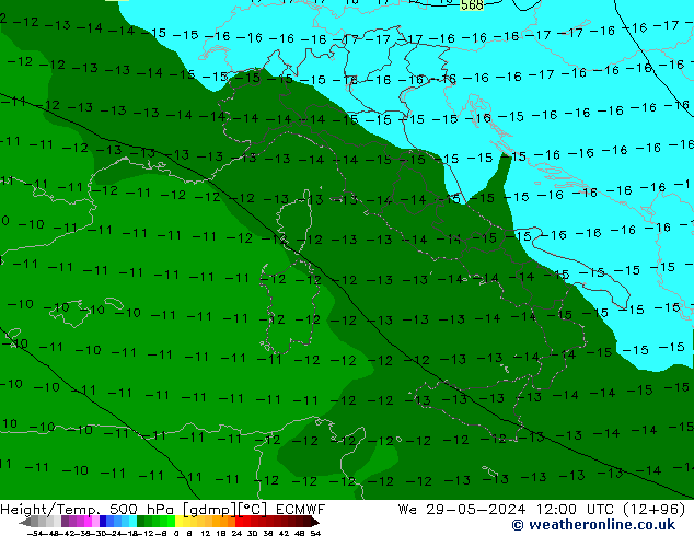 Z500/Rain (+SLP)/Z850 ECMWF We 29.05.2024 12 UTC