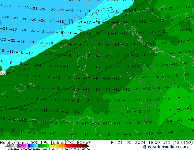 Z500/Rain (+SLP)/Z850 ECMWF Fr 31.05.2024 18 UTC