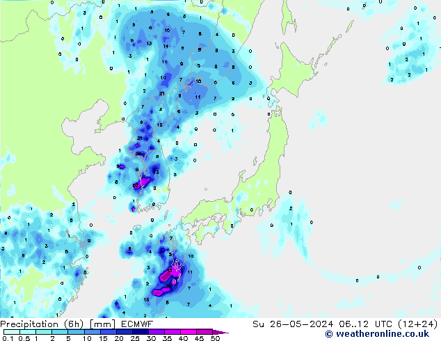 Z500/Rain (+SLP)/Z850 ECMWF Вс 26.05.2024 12 UTC