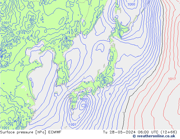 Pressione al suolo ECMWF mar 28.05.2024 06 UTC