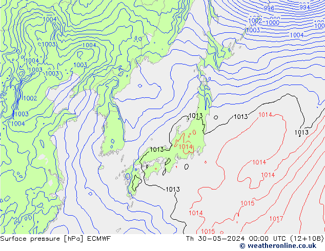 Surface pressure ECMWF Th 30.05.2024 00 UTC