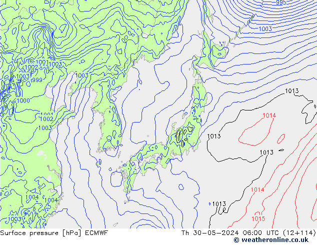 ciśnienie ECMWF czw. 30.05.2024 06 UTC