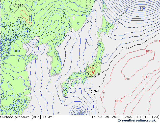 Luchtdruk (Grond) ECMWF do 30.05.2024 12 UTC