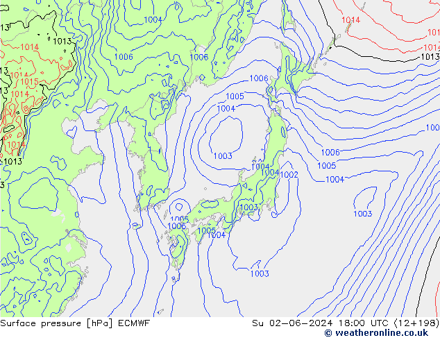 pressão do solo ECMWF Dom 02.06.2024 18 UTC