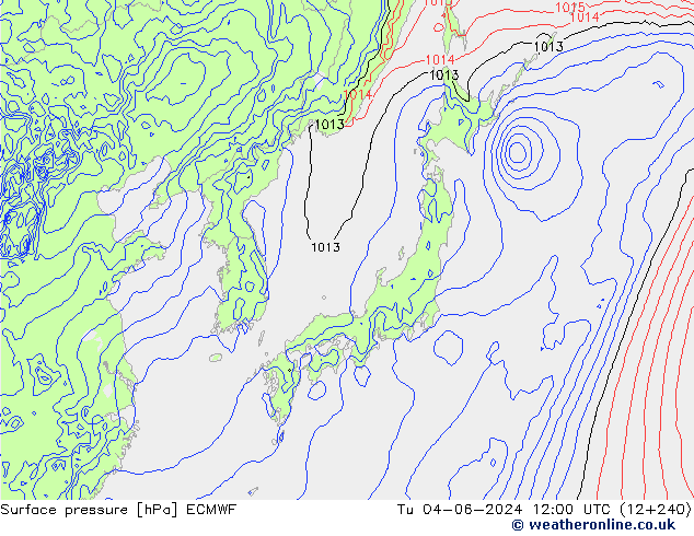 Bodendruck ECMWF Di 04.06.2024 12 UTC