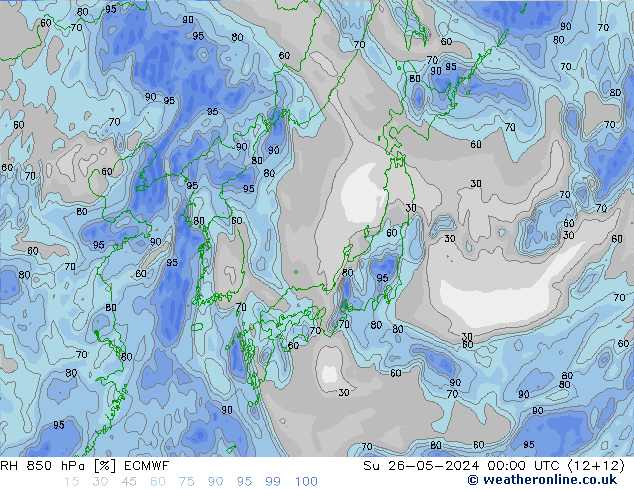 RH 850 hPa ECMWF Su 26.05.2024 00 UTC