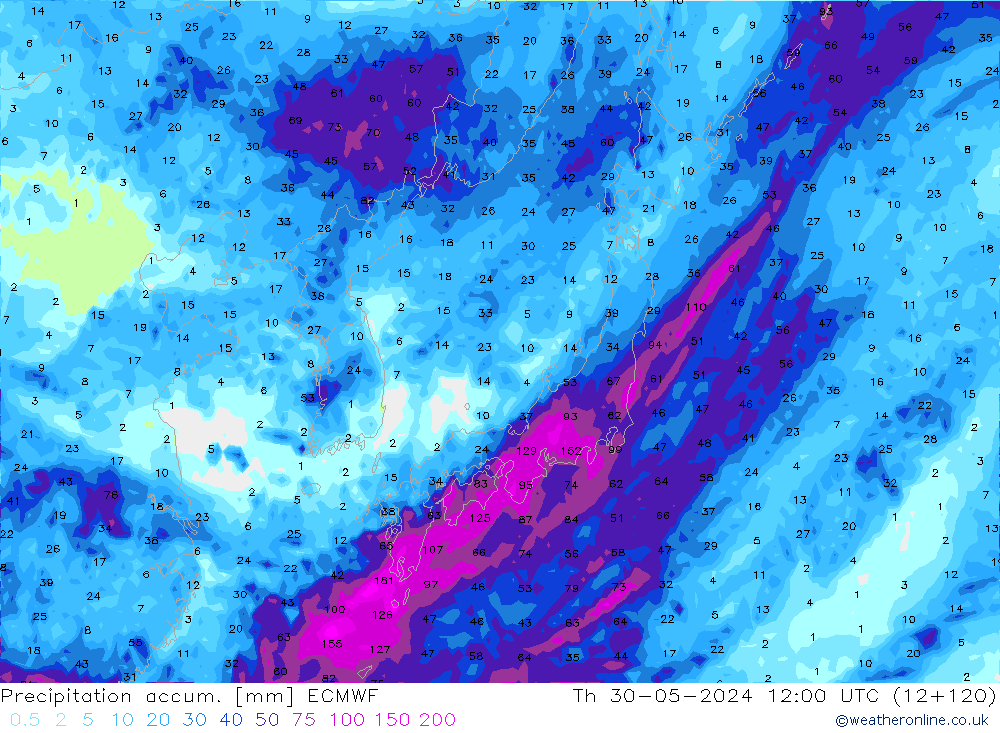 Precipitación acum. ECMWF jue 30.05.2024 12 UTC