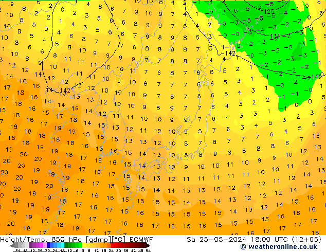 Z500/Rain (+SLP)/Z850 ECMWF Sa 25.05.2024 18 UTC