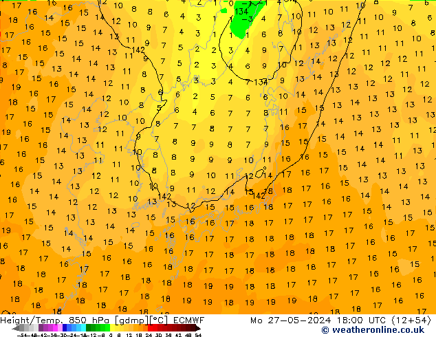 Z500/Rain (+SLP)/Z850 ECMWF  27.05.2024 18 UTC