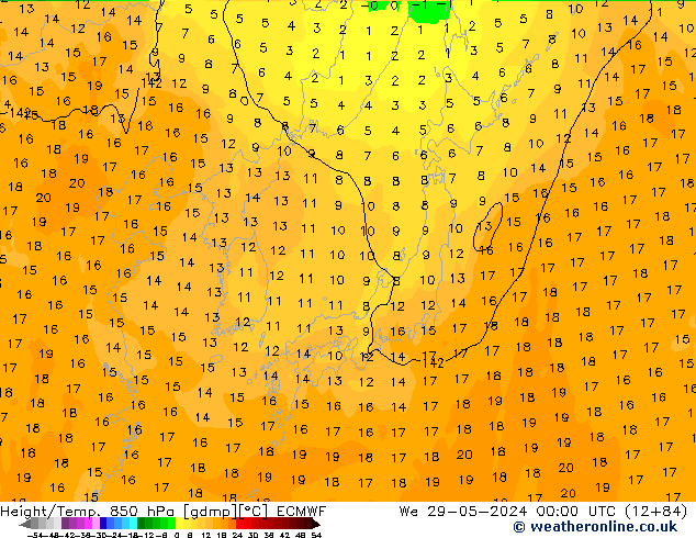 Z500/Rain (+SLP)/Z850 ECMWF St 29.05.2024 00 UTC