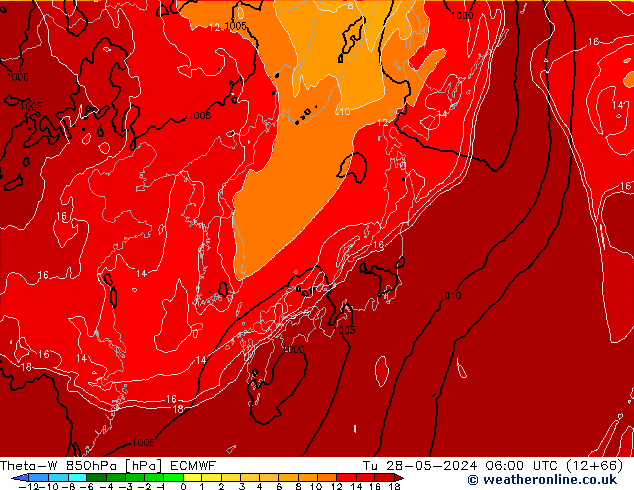 Theta-W 850hPa ECMWF Tu 28.05.2024 06 UTC