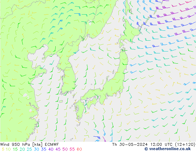 Vent 950 hPa ECMWF jeu 30.05.2024 12 UTC