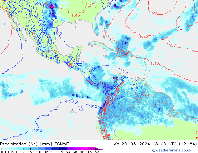 Precipitation (6h) ECMWF We 29.05.2024 00 UTC